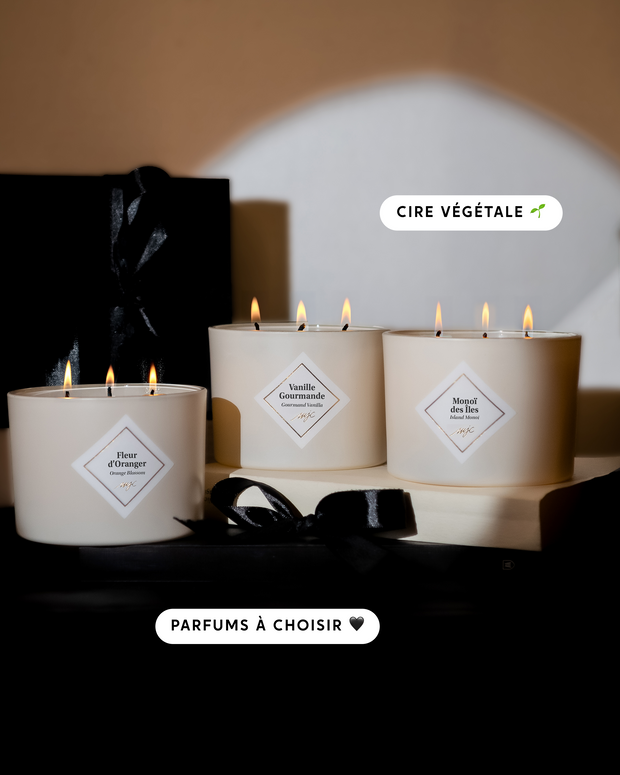 Trio grandes bougies parfumées