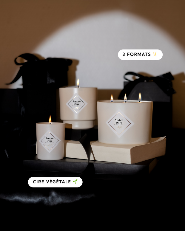 Trio bougies parfumées Ambre Doré