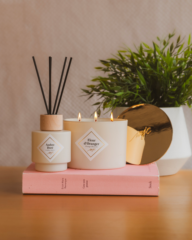 Duo grande bougie et bouquet parfumés