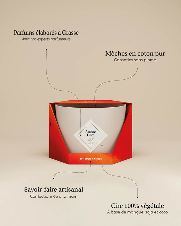 Grande bougie Ambre Doré